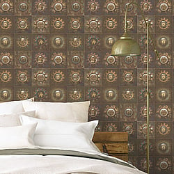 Galerie Wallcoverings Product Code G56227 - Nostalgie Wallpaper Collection - Bronze Brown Colours - Industrial Tiles Design