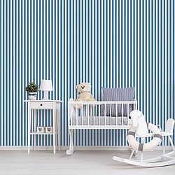 Galerie Wallcoverings Product Code G56516 - Just 4 Kids 2 Wallpaper Collection - Blue White Colours - Regency Stripe Design
