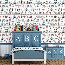 Galerie Wallcoverings Product Code G56546 - Just 4 Kids 2 Wallpaper Collection - Blue Grey Black Beige Colours - Circus Parade Design