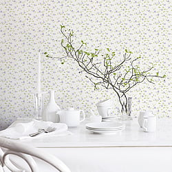 Galerie Wallcoverings Product Code G67890 - Miniatures 2 Wallpaper Collection - Purple Green White Colours - Small Rose Trail Design