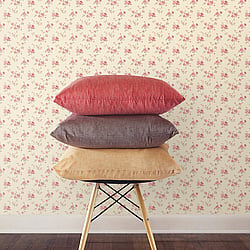 Galerie Wallcoverings Product Code G67893 - Miniatures 2 Wallpaper Collection - Red Cream Green Colours - Medium Rose Trail Design