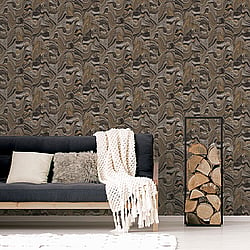 Galerie Wallcoverings Product Code G67975 - Organic Textures Wallpaper Collection - Black Gold Colours - Agate Tile Design