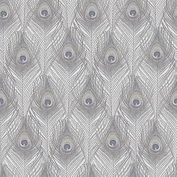 Galerie Wallcoverings Product Code G67977 - Organic Textures Wallpaper Collection - Grey Colours - Peacock Feather Design