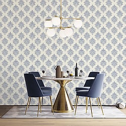 Galerie Wallcoverings Product Code G68671 - Palazzo 2 Wallpaper Collection - Blue,White Colours - Medallion Damask Design