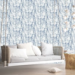 Galerie Wallcoverings Product Code G78232 - Atmosphere Wallpaper Collection - Blue Colours - Batik Leaves Design