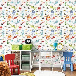 Galerie Wallcoverings Product Code G78368 - Tiny Tots 2 Wallpaper Collection - Bright Colours Colours - Dragons Design