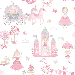 Galerie Wallcoverings Product Code G78371 - Tiny Tots 2 Wallpaper Collection - Pinks Grey Colours - Fairytale Design