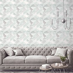 Galerie Wallcoverings Product Code GX37652 - Geometrix Wallpaper Collection - Mint Green Grey Colours - Silk Screen Geometric Design