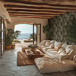 Galerie Wallcoverings Product Code HZ62078 - Horizon Wallpaper Collection - Brown Cream Metallic Colours - Palm Leaf Design