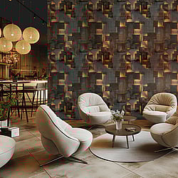 Galerie Wallcoverings Product Code HZ62089M - Horizon Wallpaper Collection - Brown Yellow Grey Colours - Geometric Glow Design