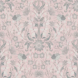 Galerie Wallcoverings Product Code MC61000 - Maison Charme Wallpaper Collection - Grey, Pink, White Colours - Step into a world of quintessential French chicness with this mesmerizing print. Immerse yourself in its exquisite details, where blossoms, wispy leaves and graceful birds intertwine, evoking the essence of spring. This elegant print breathes life into every room it graces, infusing your space with warmth, charm, and a touch of timeless beauty. Let this gorgeous floral and bird motif transport you to a realm of captivating allure and enchantment. Design