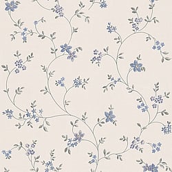 Galerie Wallcoverings Product Code MC61025 - Maison Charme Wallpaper Collection - Blue, Grey, White Colours - A stylish floral wallpaper with an old fashioned, wispy trail of petit flowers.  Will suit a more traditional setting perfectly with its country cottage charm. The beauty of this vinyl wallpaper is not only will it add texture to your walls, but it will also cover slight imperfections, giving your room the finish you want. So whether you are looking for a floral wallpaper for a living room, bedroom or dining room, this paper could be your perfect choice. Design