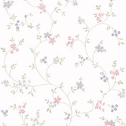Galerie Wallcoverings Product Code MC61028 - Maison Charme Wallpaper Collection - Blue, Green, Pink, Cream Colours - A stylish floral wallpaper with an old fashioned, wispy trail of petit flowers.  Will suit a more traditional setting perfectly with its country cottage charm. The beauty of this vinyl wallpaper is not only will it add texture to your walls, but it will also cover slight imperfections, giving your room the finish you want. So whether you are looking for a floral wallpaper for a living room, bedroom or dining room, this paper could be your perfect choice. Design
