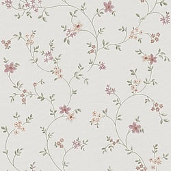 Galerie Wallcoverings Product Code MC61035 - Maison Charme Wallpaper Collection - Green, White, Multi Colours - A stylish floral wallpaper with an old fashioned, wispy trail of petit flowers.  Will suit a more traditional setting perfectly with its country cottage charm. The beauty of this vinyl wallpaper is not only will it add texture to your walls, but it will also cover slight imperfections, giving your room the finish you want. So whether you are looking for a floral wallpaper for a living room, bedroom or dining room, this paper could be your perfect choice. Design