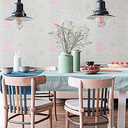 Galerie Wallcoverings Product Code MC61038 - Maison Charme Wallpaper Collection - Blue, Grey, Pink Colours - Revel in vintage charm with the Maison Charme Patchwork Vintage Floral print. This playful pattern arranges faded florals, ditsy prints and delicate plaids in a colourful basketweave patchwork. The shabby chic medley of designs mimics well-loved quilts and counterpanes. Incorporate this repeat print into bedroom, living room or kitchen schemes to infuse living spaces with an easy-going cottage style. Printed on vinyl with a non-woven backing, this design exudes romantic whimsy. Nostalgic and light-hearted, this fabric collage celebrates the beauty of imperfection and cherished heirlooms. Design