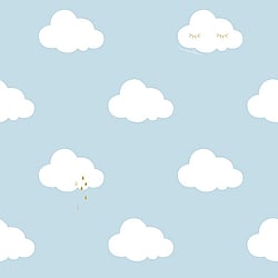 Galerie Wallcoverings Product Code ND21114 - Little Explorers Wallpaper Collection - Blue White Colours - Blue Sleepy Clouds Design