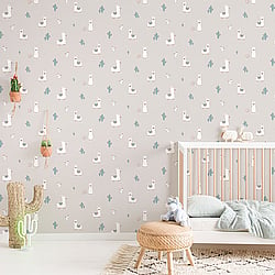 Galerie Wallcoverings Product Code ND21127 - Little Explorers Wallpaper Collection - Grey Red Blue Colours - Grey Happy Llamas Design