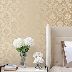 Galerie Wallcoverings Product Code SB37901 - Simply Silks 4 Wallpaper Collection - Warm Metallic Gold Colours - Classic Damask Design