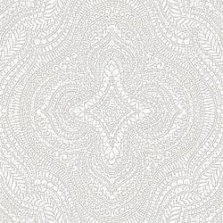 Galerie Wallcoverings Product Code SE20510 - Essentials Wallpaper Collection - White Beige Colours - Mehndi Damask Design