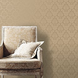Galerie Wallcoverings Product Code SK34755 - Simply Silks 3 Wallpaper Collection - Brushed Metallic Gold Colours - Feathered Damask Design