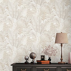 Galerie Wallcoverings Product Code WH30116 - Welcome Home Wallpaper Collection - Cream Colours - Tropical Leaves Design