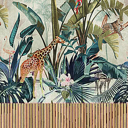 Galerie Wallcoverings Product Code WH45221M - Welcome Home Murals Wallpaper Collection - Blue, Brown, Multi-colour Colours - Jungle Acoustic Slats Design