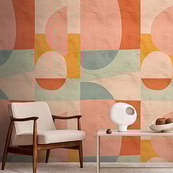 Galerie Wallcoverings Product Code WH45225M - Welcome Home Murals Wallpaper Collection - Multi-coloured Colours - Pastel Abstract Shapes in Bauhaus Style Design
