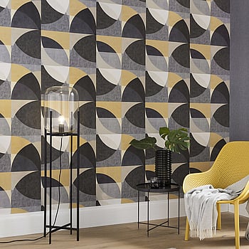 Galerie Wallcoverings Product Code 10150-15 - ELLE Decoration Wallpaper Collection - Gold Mustard Grey Cream Colours -  
