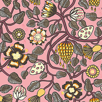 Galerie Wallcoverings Product Code 23331 - Marimekko 5 Wallpaper Collection - Pink Mauve Yellow Brown Colours -  