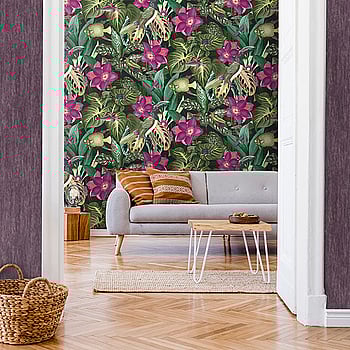 Galerie Wallcoverings Product Code 26744 - Tropical Wallpaper Collection - Berry Colours -  