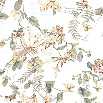 Galerie Wallcoverings Product Code 47455 - Flora Wallpaper Collection - White, Green Colours -  
