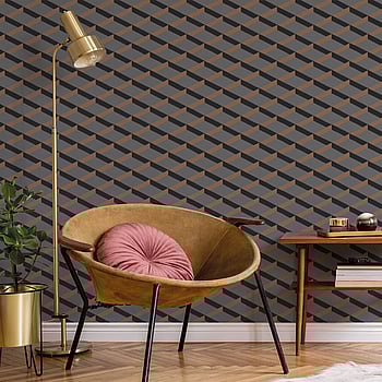 Galerie Wallcoverings Product Code DA23253 - Luxe Wallpaper Collection - Brown Black Grey Colours -  