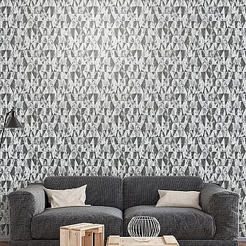 Galerie Wallcoverings Product Code G45334 - Grunge Wallpaper Collection - Grey Silver Black Colours -  