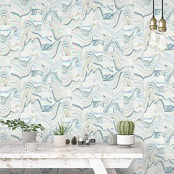 Galerie Wallcoverings Product Code G67974 - Organic Textures Wallpaper Collection - Cream Turquoise Colours -  