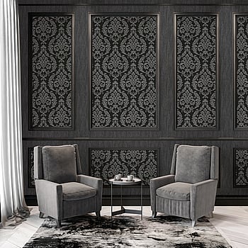 Galerie Wallcoverings Product Code G68676 - Palazzo 2 Wallpaper Collection - Black,Silver Grey Colours -  