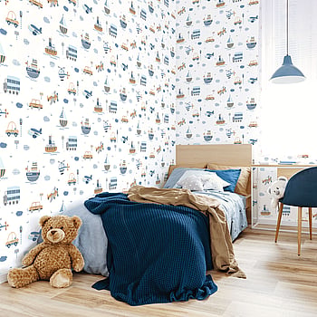 Galerie Wallcoverings Product Code G78416 - Tiny Tots 2 Wallpaper Collection - Brown Sky Blue Navy Colours -  