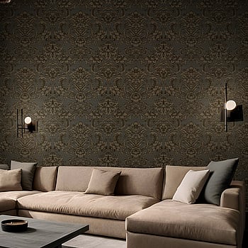 Galerie Wallcoverings Product Code IS33349 - Italian Silks And Damasks Wallpaper Collection - Black Colours -  